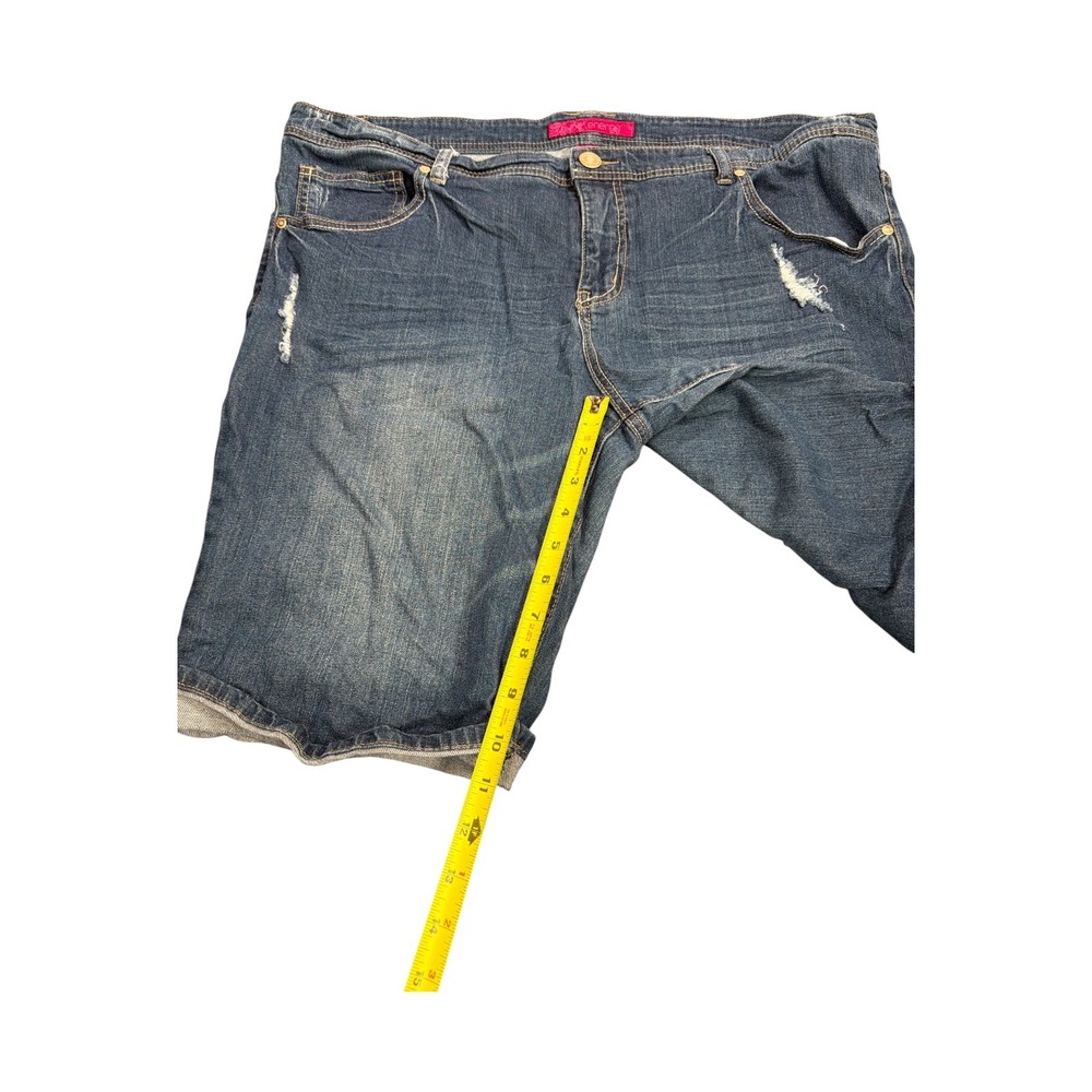 Pure Energy Womens Plus Size 22 Distressed Denim Bermuda Shorts Medium Wash Blue - Picture 5 of 7
